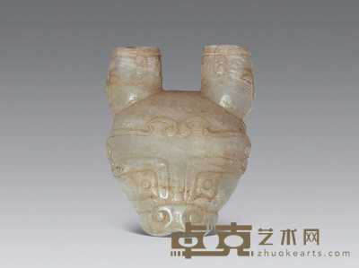 清 白玉羊首 高5cm